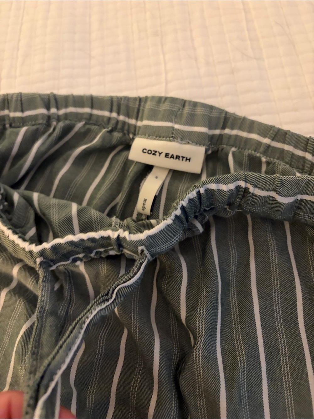 Cozy earth Striped Green Women’s Pajama Set - Cozy Sleep Shirt & Pants - Picture 3 of 5